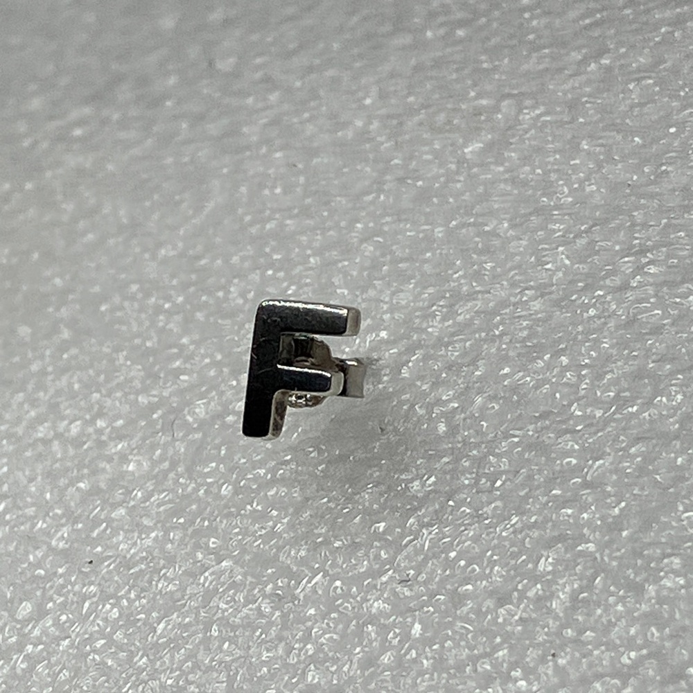 Vintage 925 Sterling Silver Letter F Stud Earring w Butterfly Backing